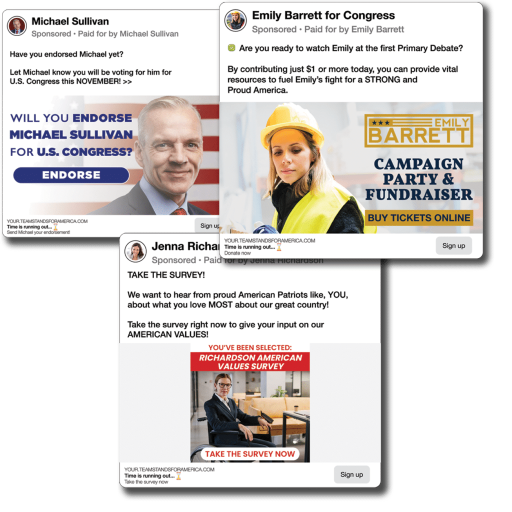Social media posts designed to encourage engagement with Conservatives.