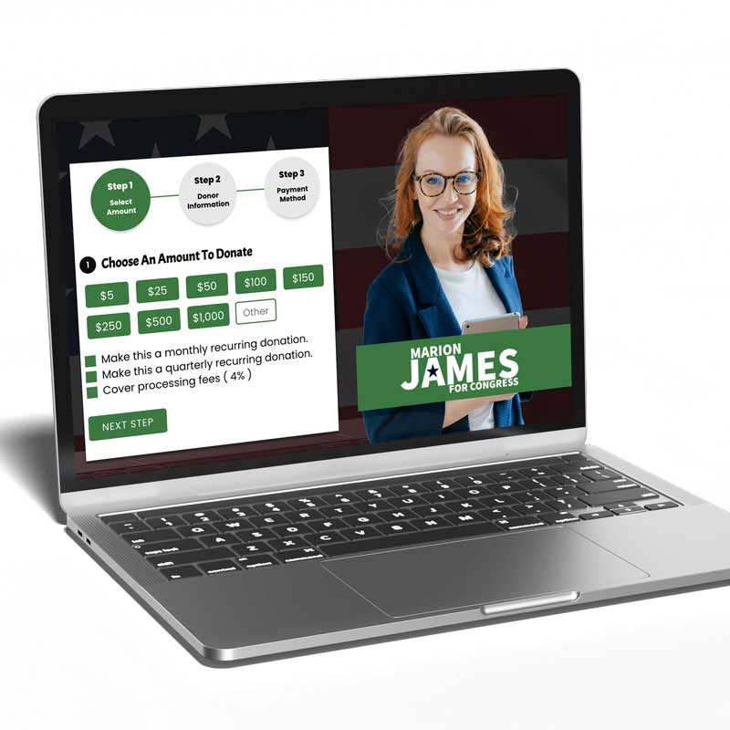 A landing page with a focused multi-step donation form.