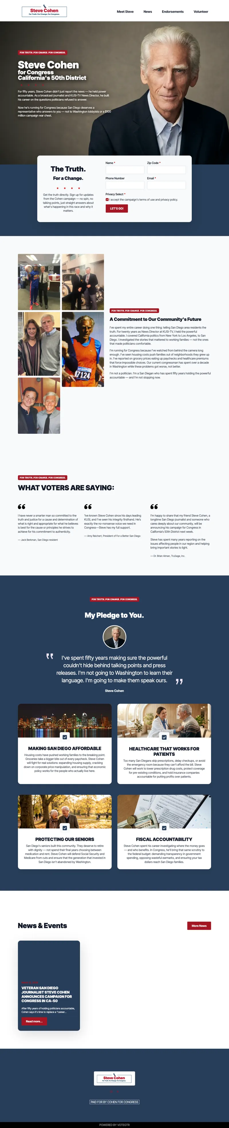 Cohen for Congress laptop view