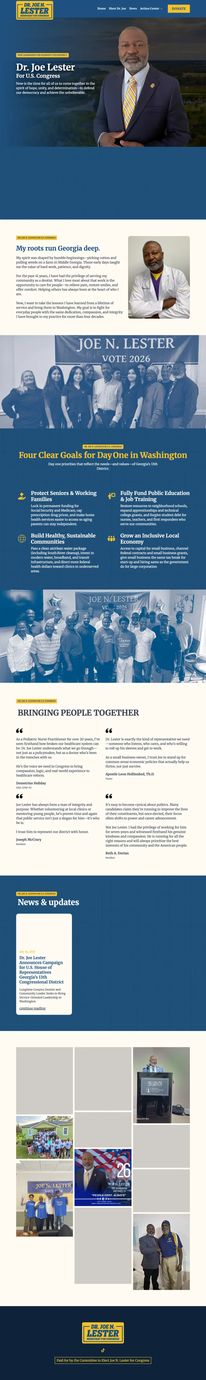 Joe N. Lester for Congress laptop view