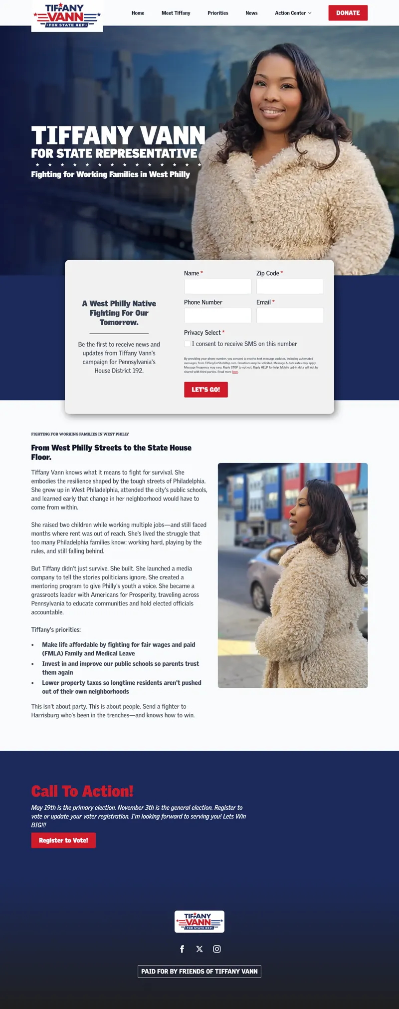 Tiffany for State Rep laptop view