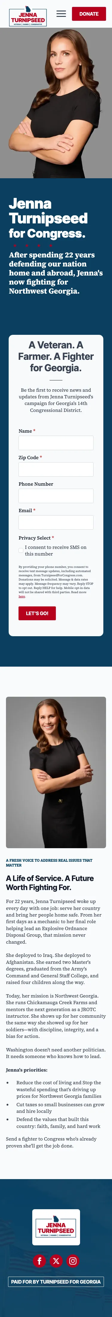 Turnipseed for Congress phone view